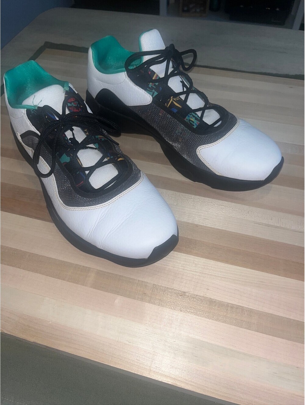 Jordan White Black and Green Golf Shoes